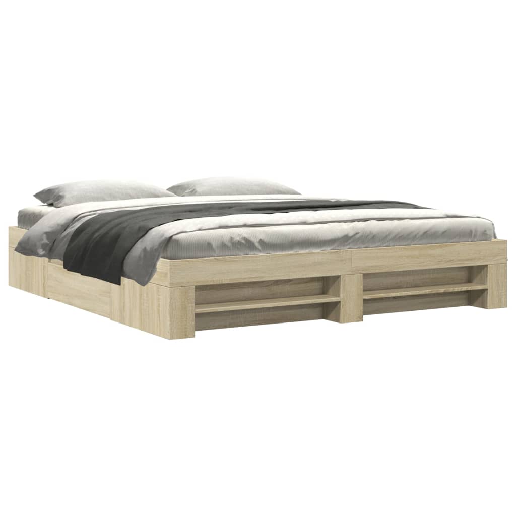 vidaXL Bed Frame without Mattress Sonoma Oak 200x200 cm Engineered Wood