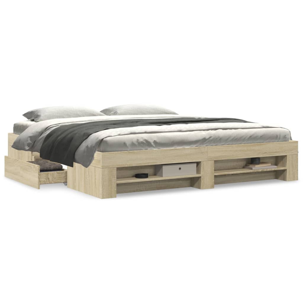 vidaXL Bed Frame without Mattress Sonoma Oak 200x200 cm Engineered Wood