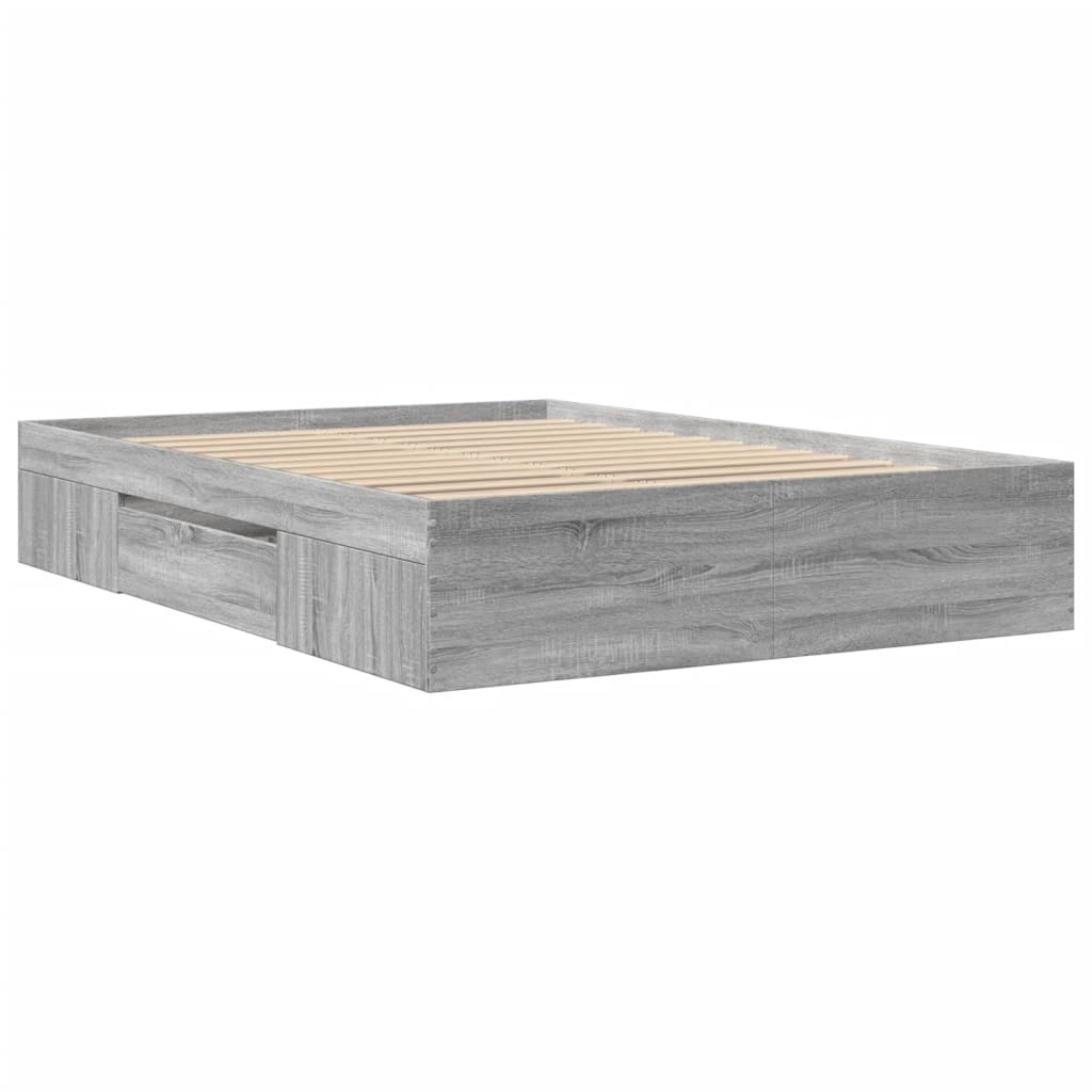 Bed Frame without Mattress Grey Sonoma 140x200 cm Engineered Wood
