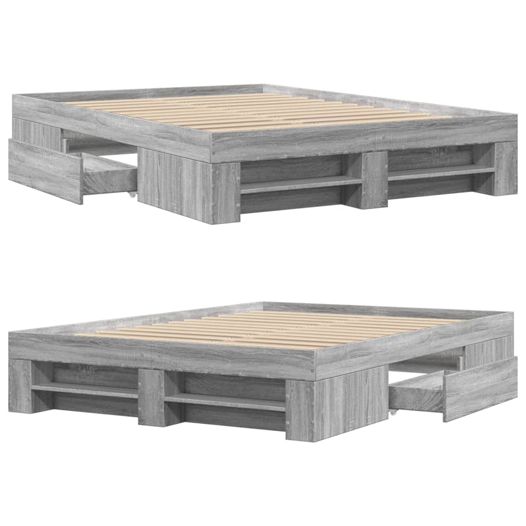 Bed Frame without Mattress Grey Sonoma 140x200 cm Engineered Wood