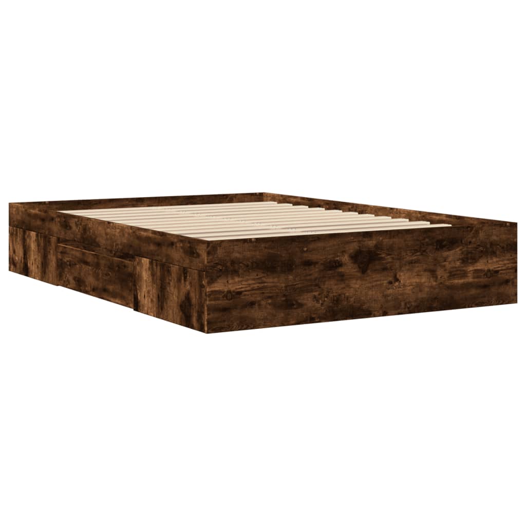 Bed Frame without Mattress Smoked Oak 120x200 cm Engineered Wood
