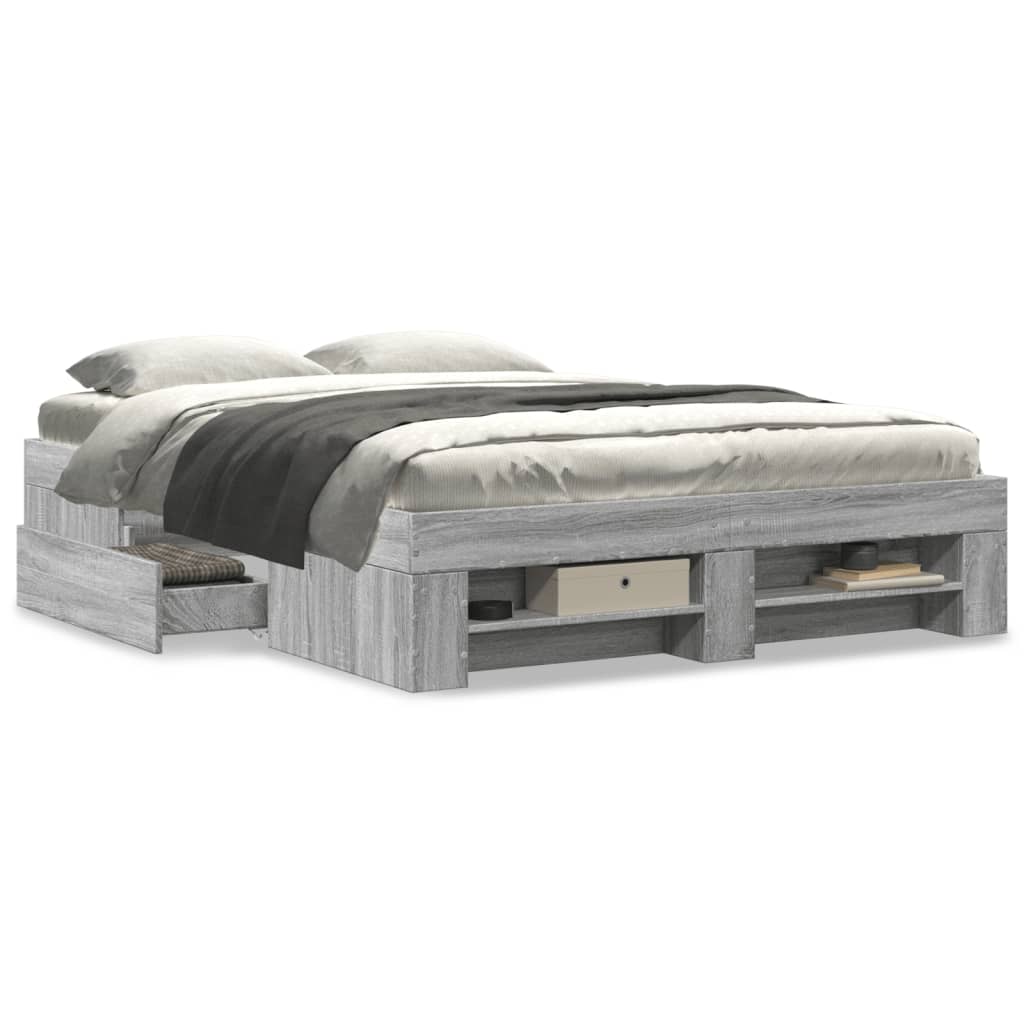 Bed Frame without Mattress Grey Sonoma 120x200 cm Engineered Wood