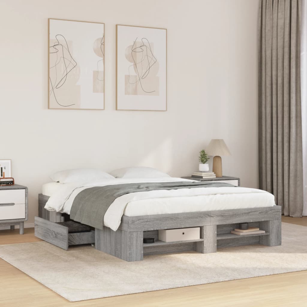 Bed Frame without Mattress Grey Sonoma 120x200 cm Engineered Wood