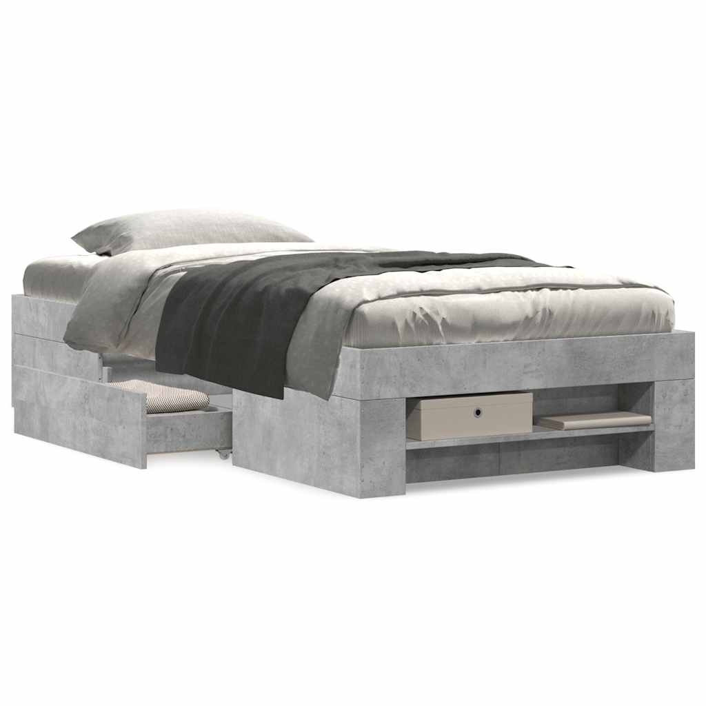 Bed Frame without Mattress Concrete Grey 100x200cm Engineered Wood