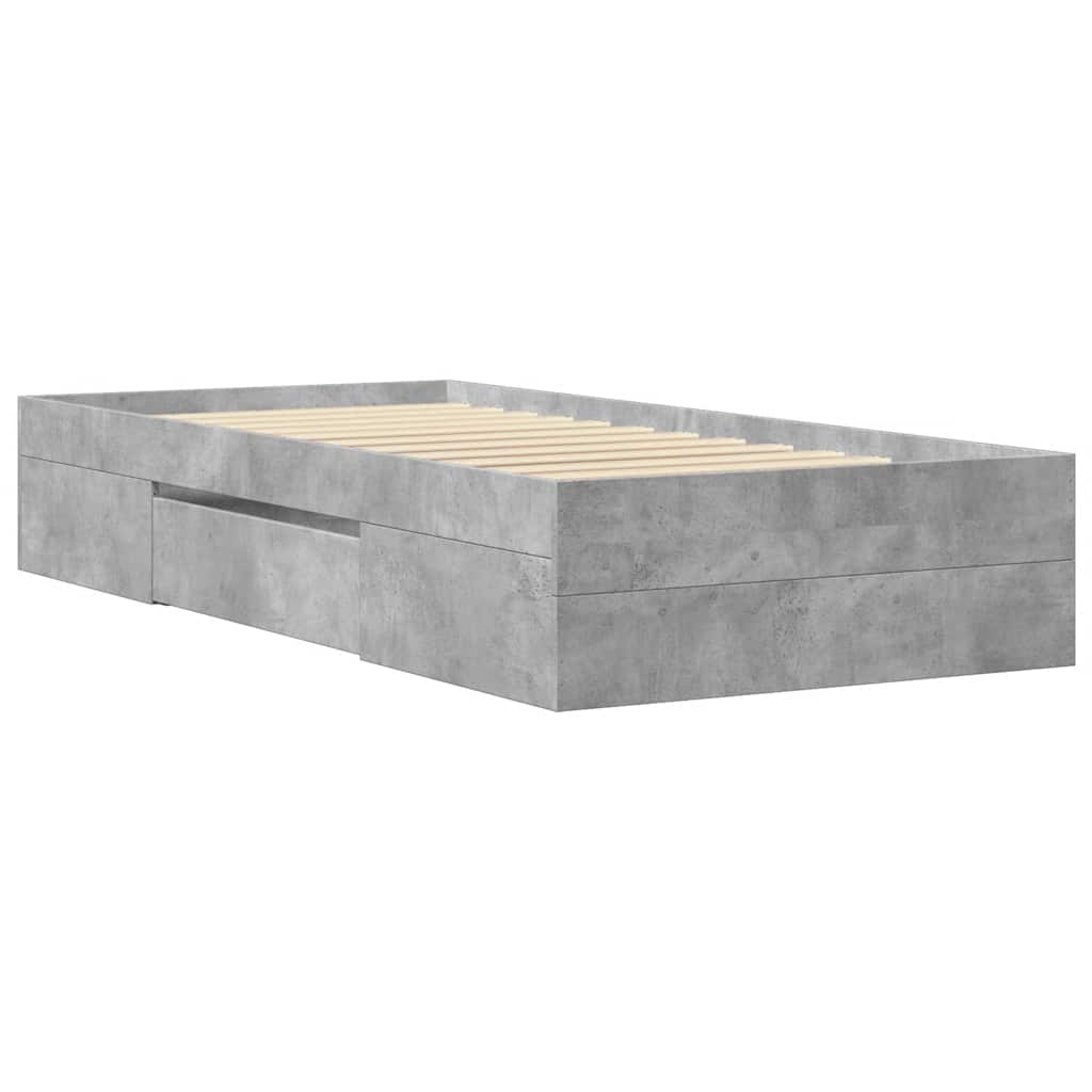 Bed Frame without Mattress Concrete Grey 100x200cm Engineered Wood