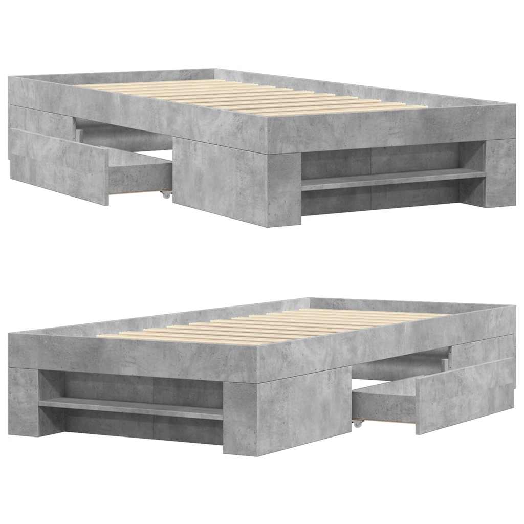 Bed Frame without Mattress Concrete Grey 100x200cm Engineered Wood
