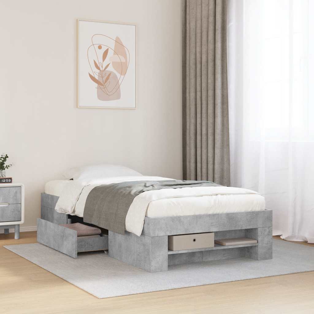 Bed Frame without Mattress Concrete Grey 100x200cm Engineered Wood
