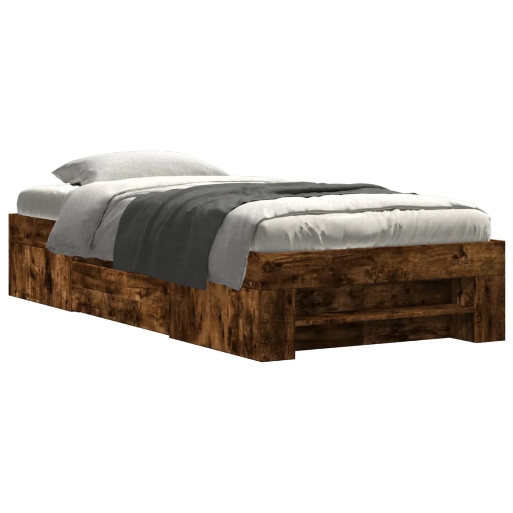 Bed Frame without Mattress Smoked Oak 100x200 cm Engineered Wood