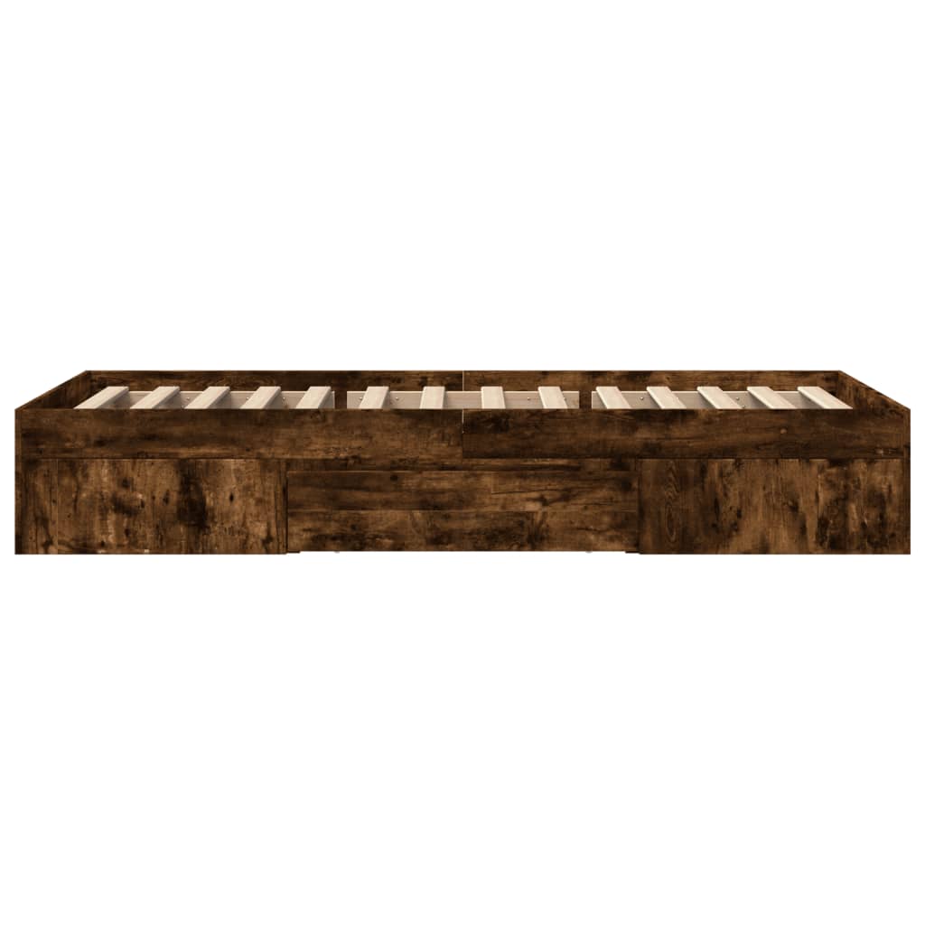 Bed Frame without Mattress Smoked Oak 100x200 cm Engineered Wood