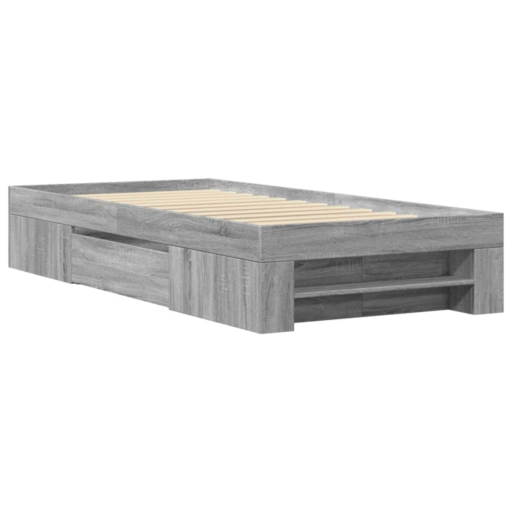 Bed Frame without Mattress Grey Sonoma 100x200 cm Engineered Wood