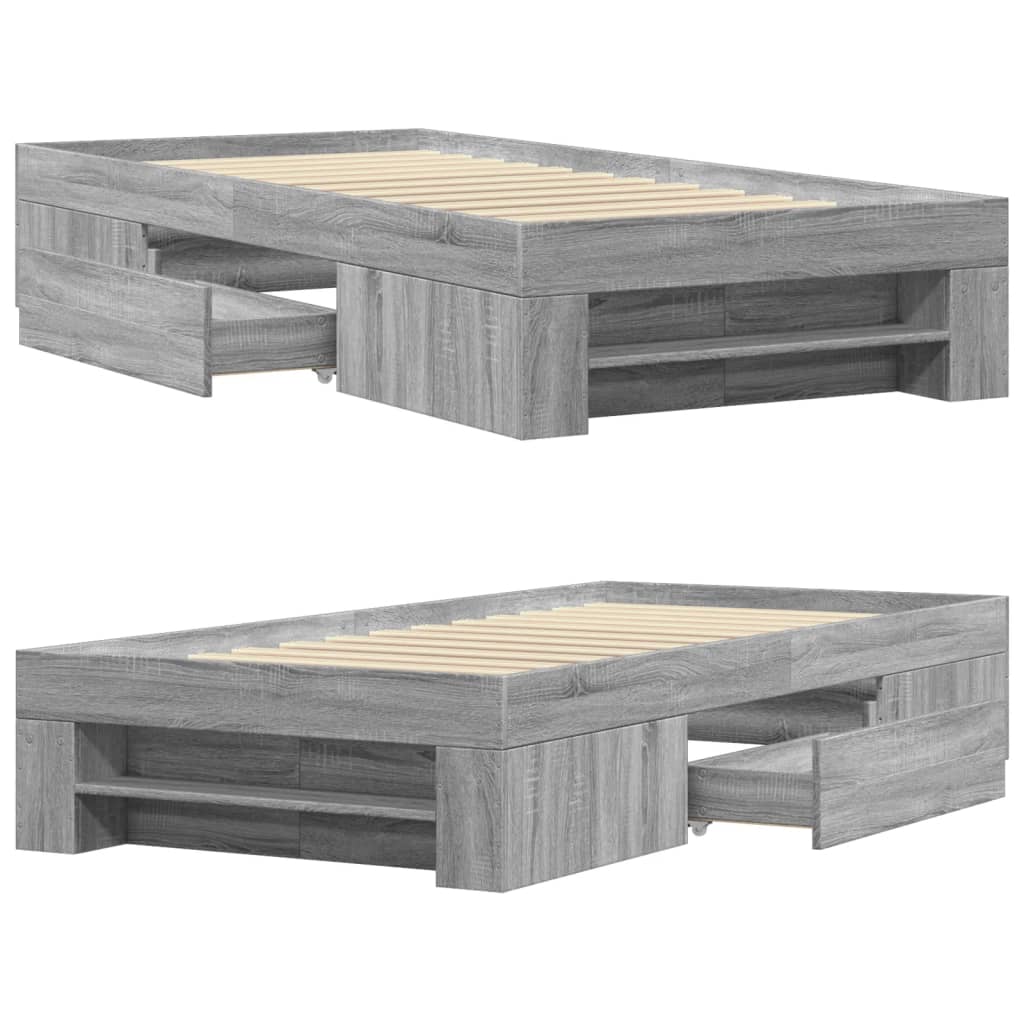 Bed Frame without Mattress Grey Sonoma 100x200 cm Engineered Wood