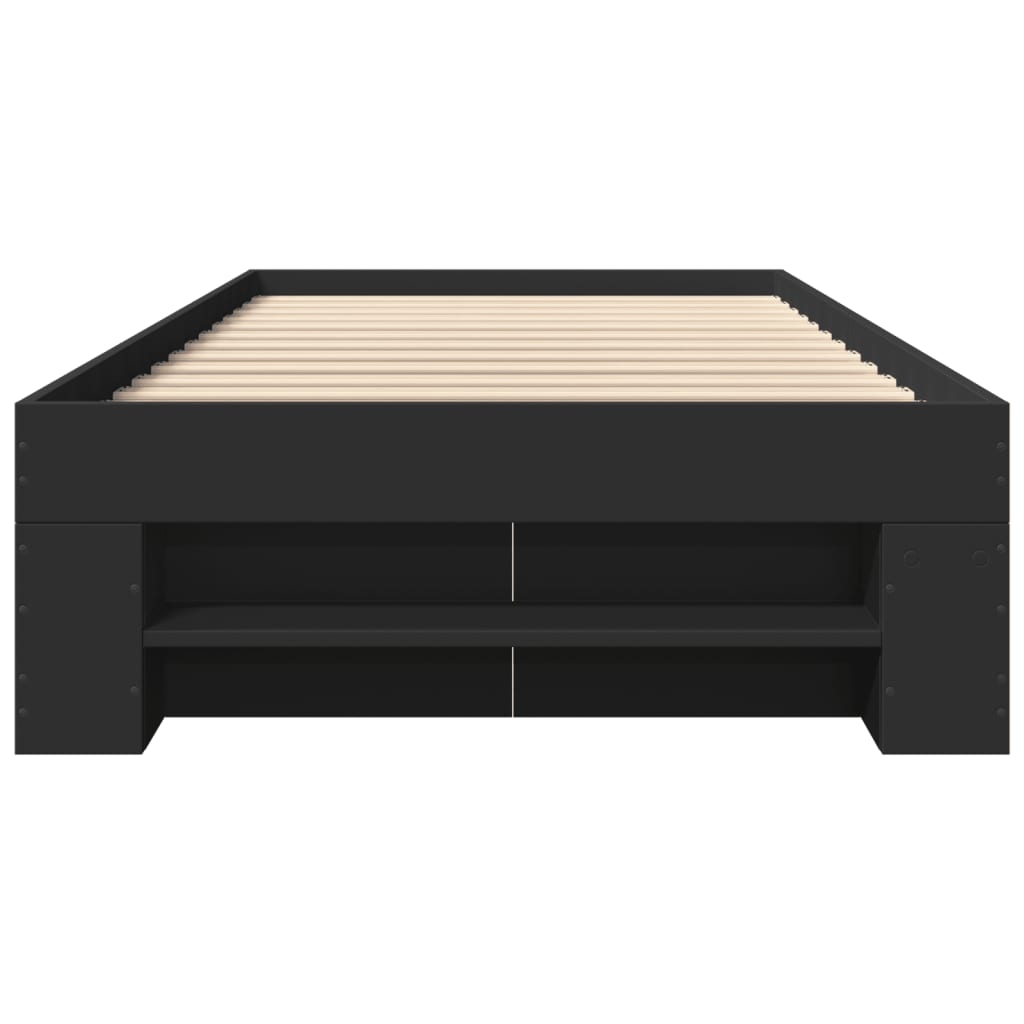 Bed Frame without Mattress Black 90x200 cm Engineered Wood