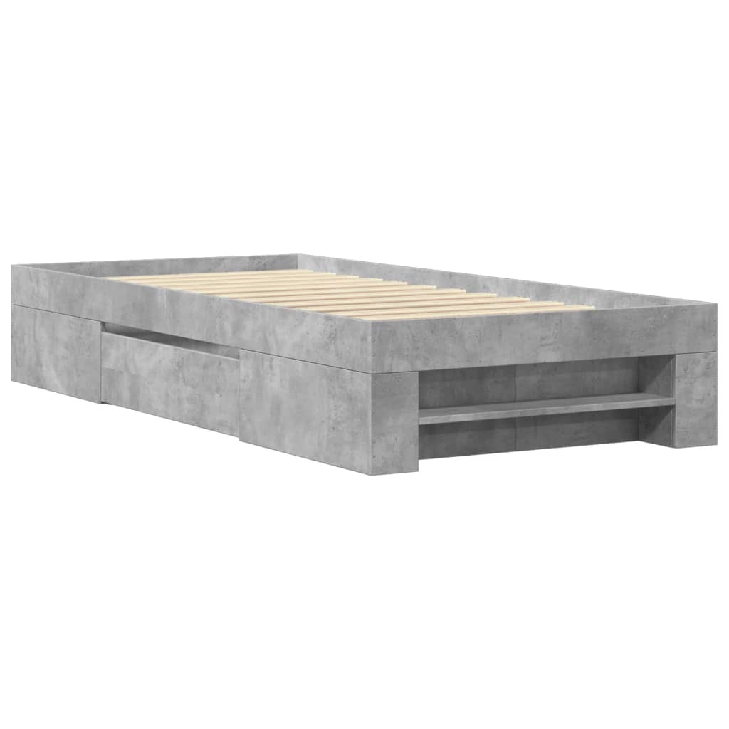 Bed Frame without Mattress Concrete Grey 90x200cm Engineered Wood