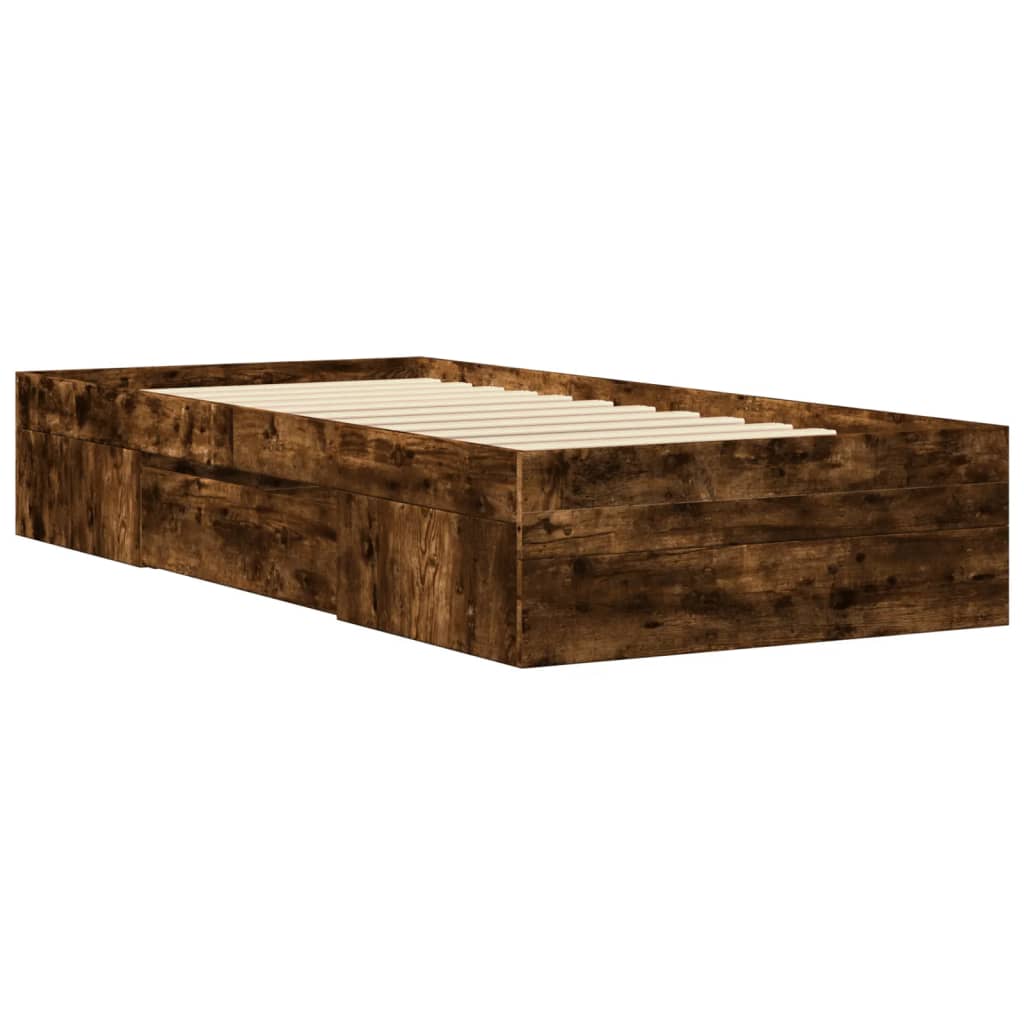 Bed Frame without Mattress Smoked Oak 90x200 cm Engineered Wood