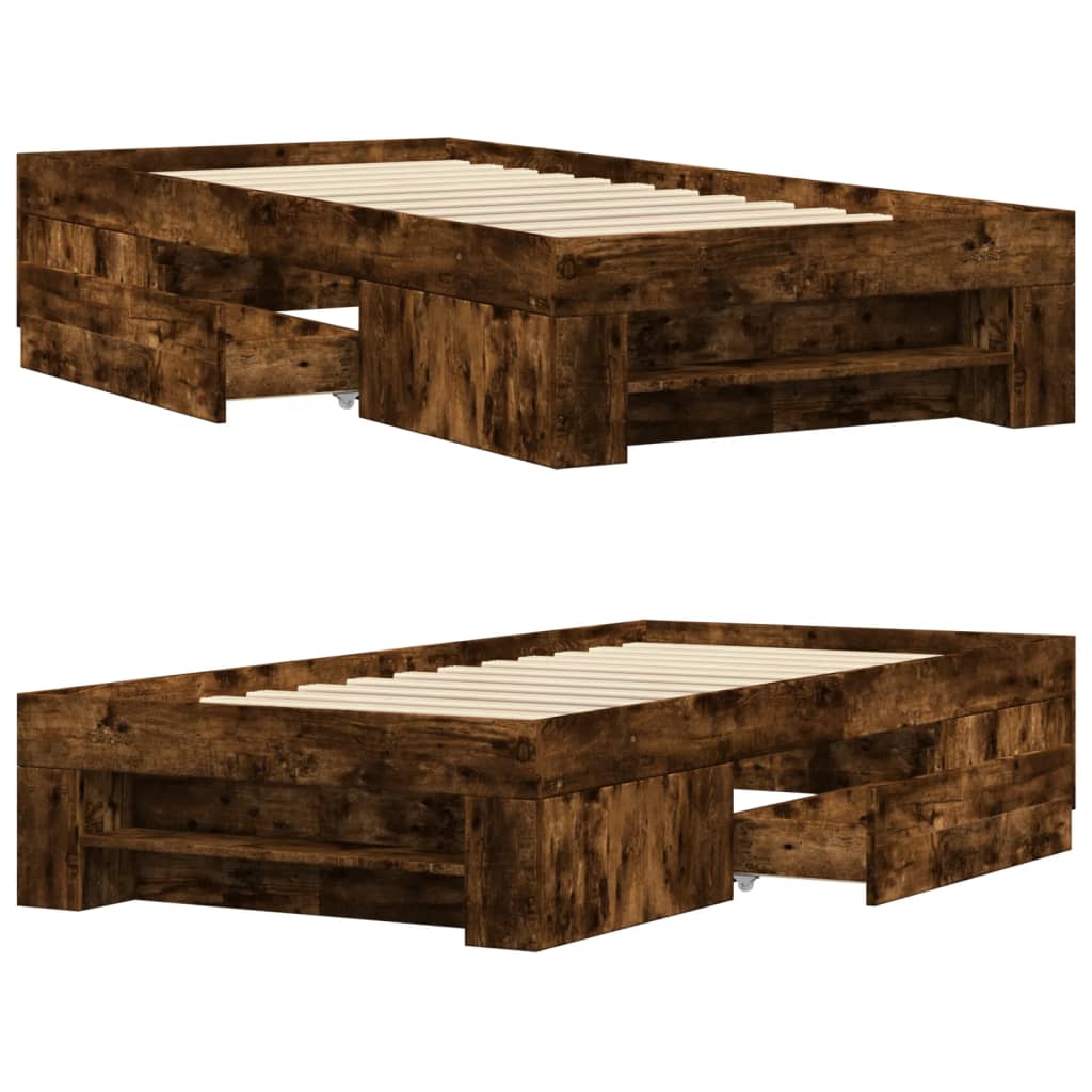 Bed Frame without Mattress Smoked Oak 90x200 cm Engineered Wood