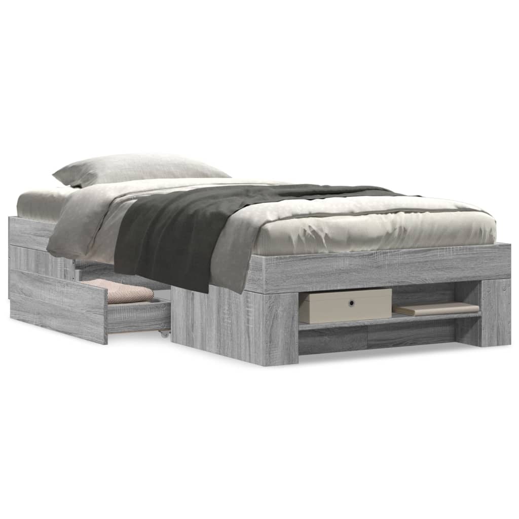 Bed Frame without Mattress Grey Sonoma 90x200 cm Engineered Wood