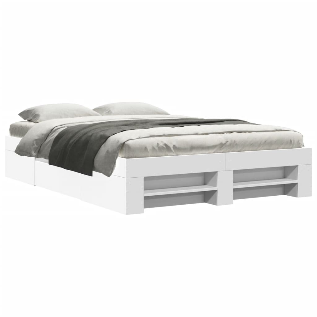 Bed Frame without Mattress White 135x190 cm Double Engineered Wood