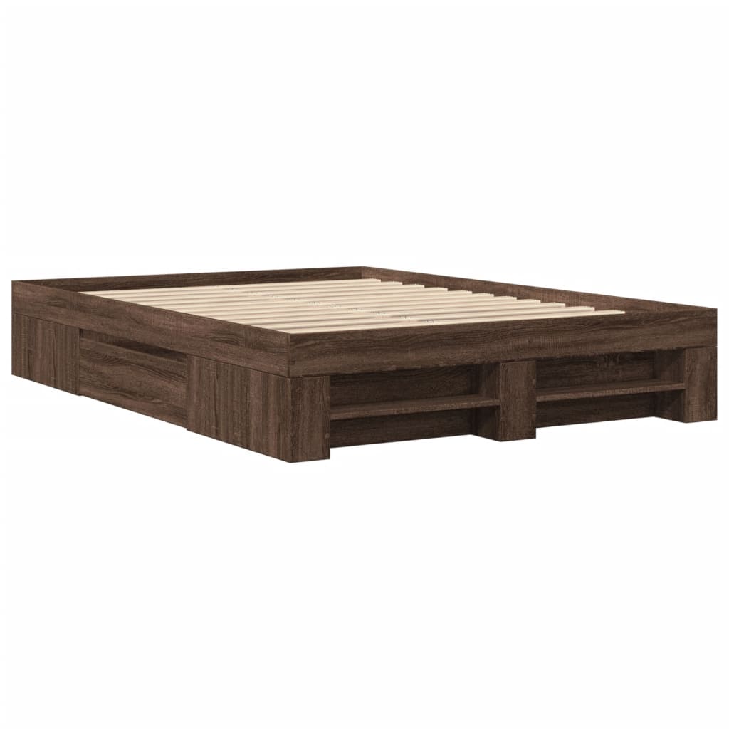 vidaXL Bed Frame without Mattress Brown Oak 135x190 cm Double Engineered Wood