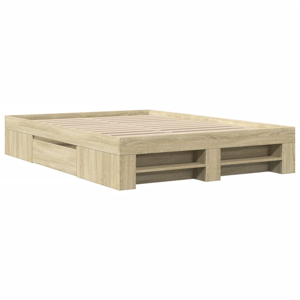 Bed Frame without Mattress Sonoma Oak 120x190 cm Small Double Engineered Wood
