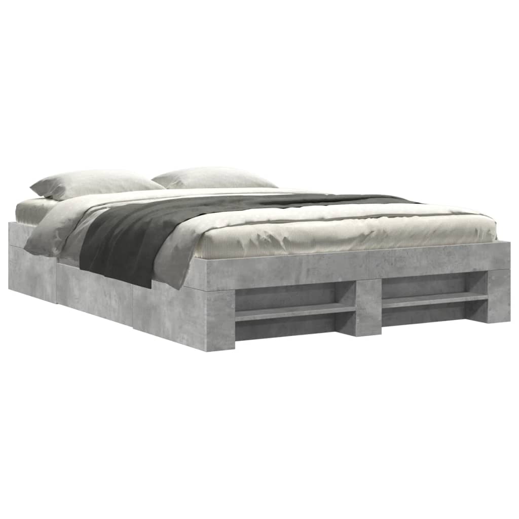 vidaXL Bed Frame without Mattress Concrete Grey 120x190cm Engineered Wood