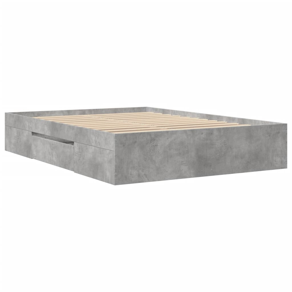 vidaXL Bed Frame without Mattress Concrete Grey 120x190cm Engineered Wood