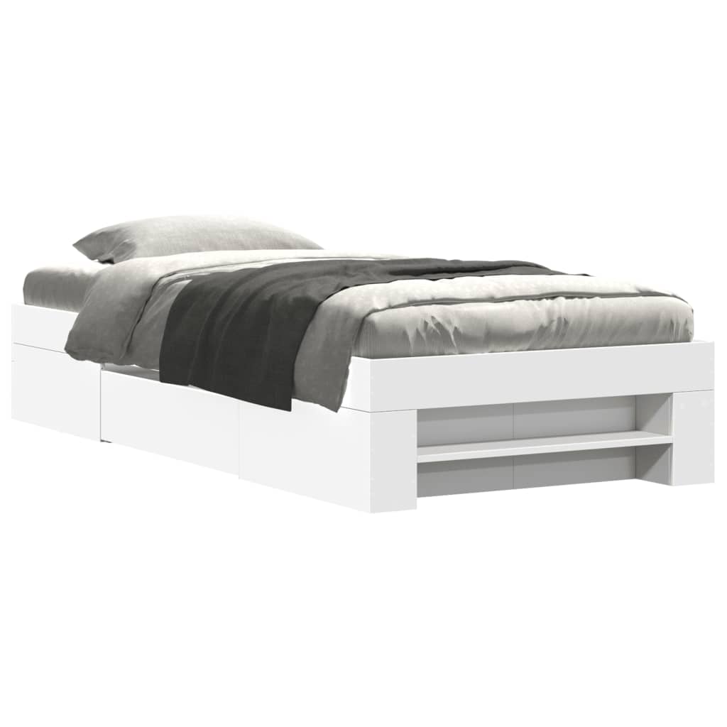 Bed Frame without Mattress White 90x190 cm Single Engineered Wood