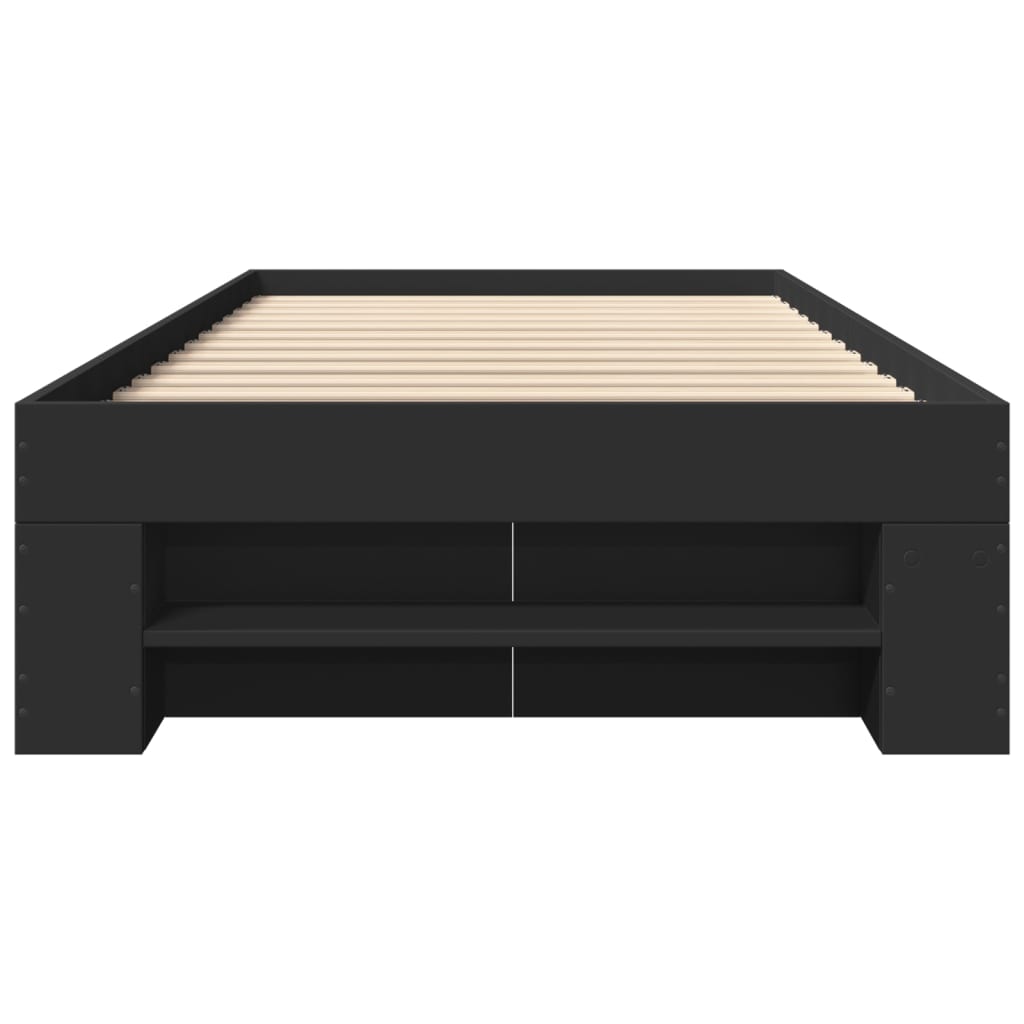 Bed Frame without Mattress Black 90x190 cm Single Engineered Wood