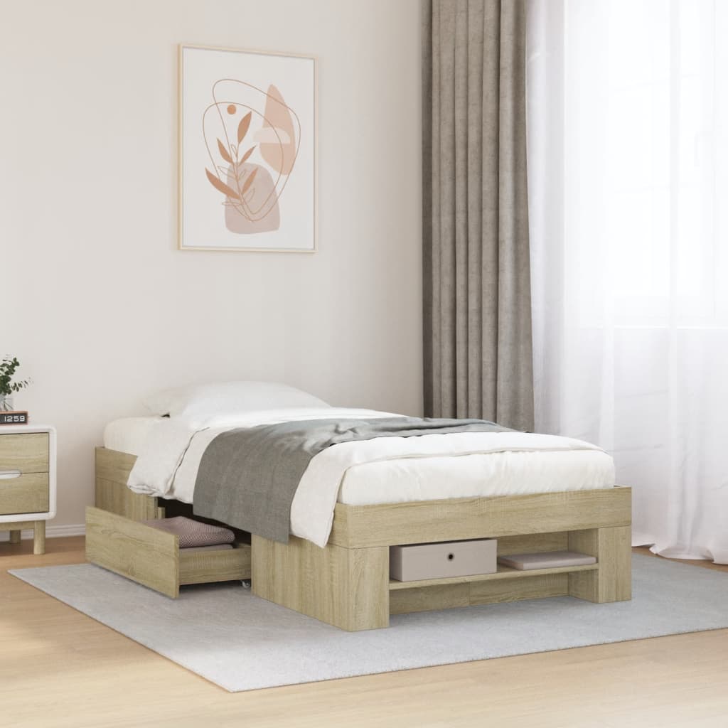 Bed Frame without Mattress Sonoma Oak 90x190 cm Single Engineered Wood