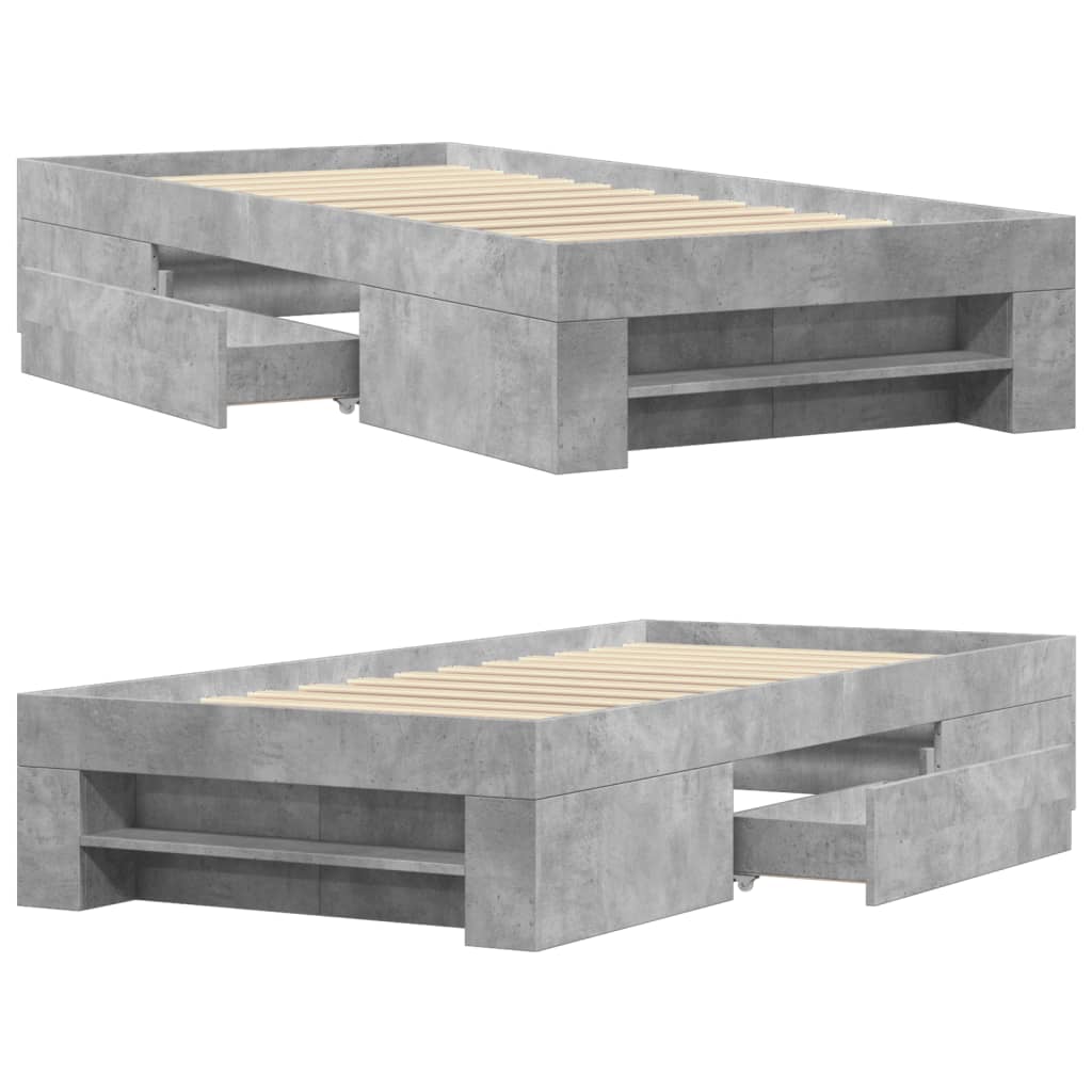 Bed Frame without Mattress Concrete Grey 90x190cm Engineered Wood