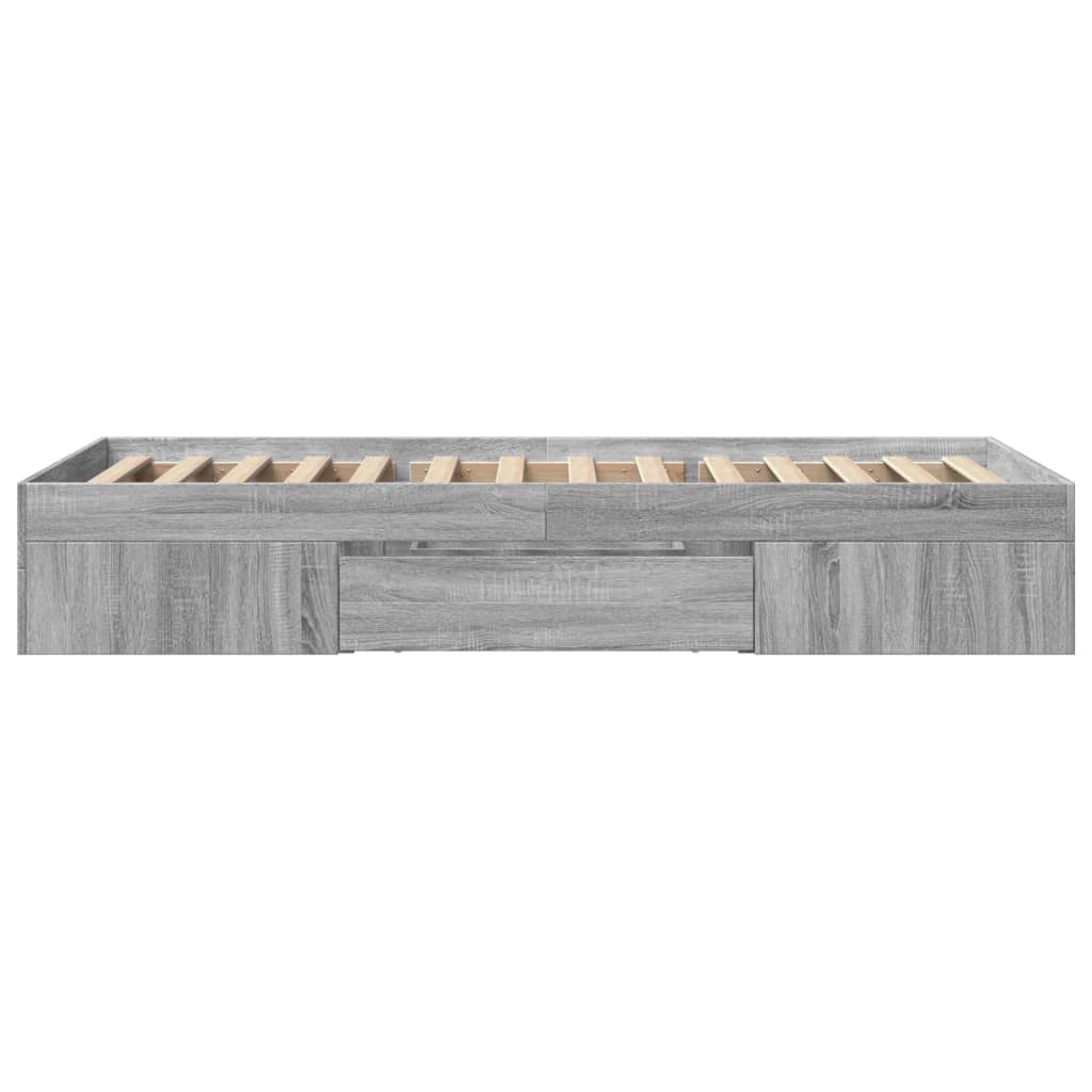Bed Frame without Mattress Grey Sonoma 90x190 cm Single Engineered Wood