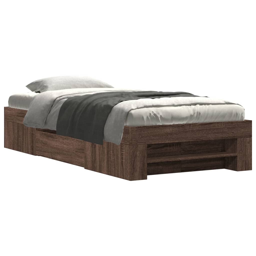 Bed Frame without Mattress Brown Oak 90x190 cm Single Engineered Wood