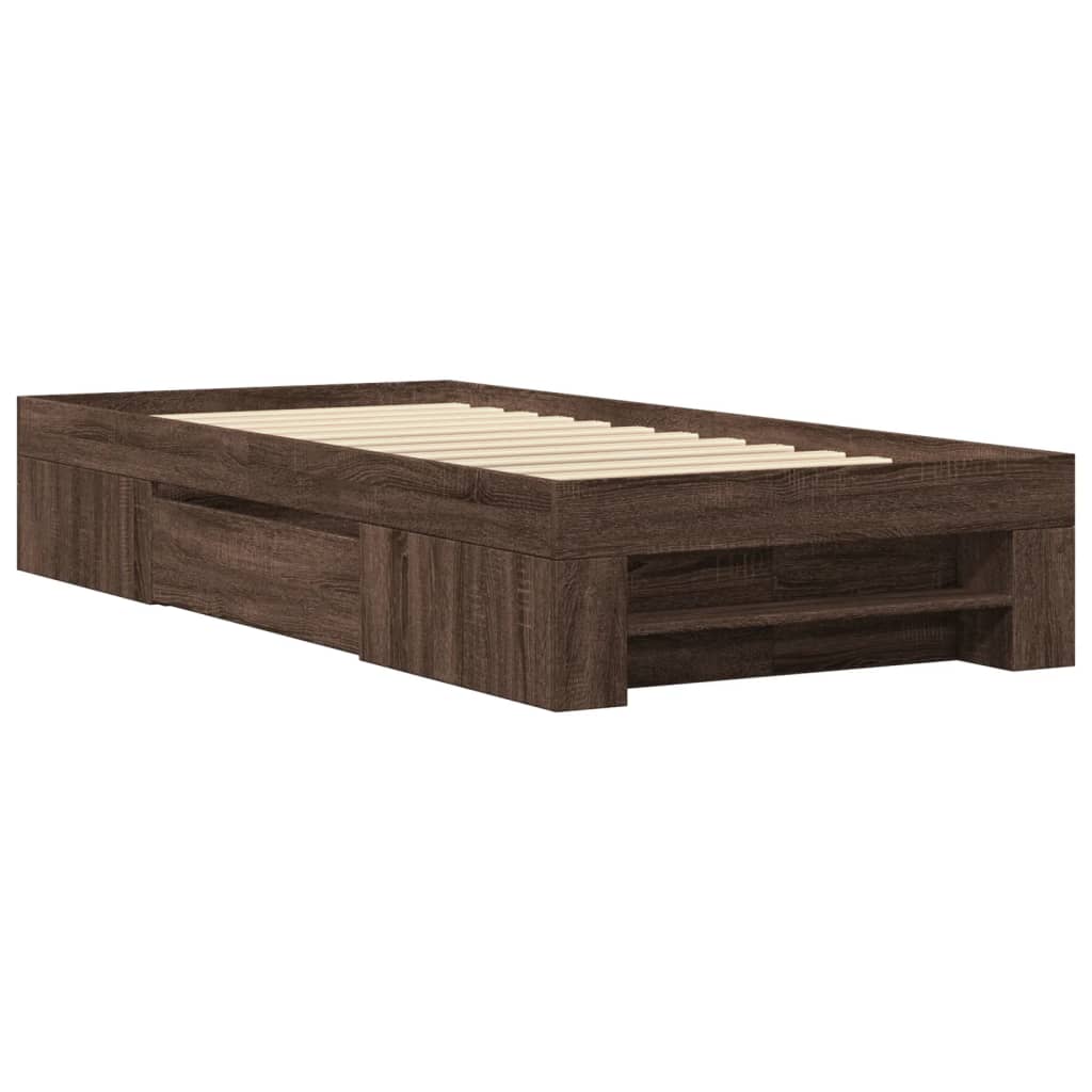 Bed Frame without Mattress Brown Oak 90x190 cm Single Engineered Wood