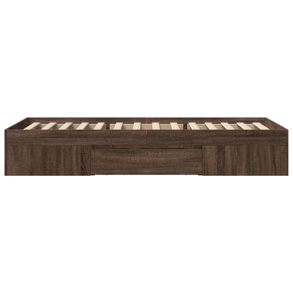 Bed Frame without Mattress Brown Oak 90x190 cm Single Engineered Wood