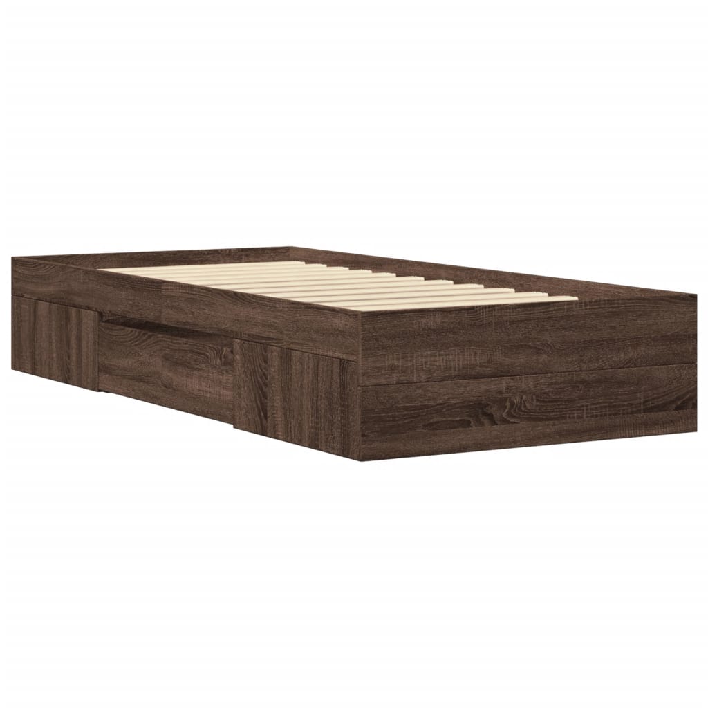Bed Frame without Mattress Brown Oak 90x190 cm Single Engineered Wood