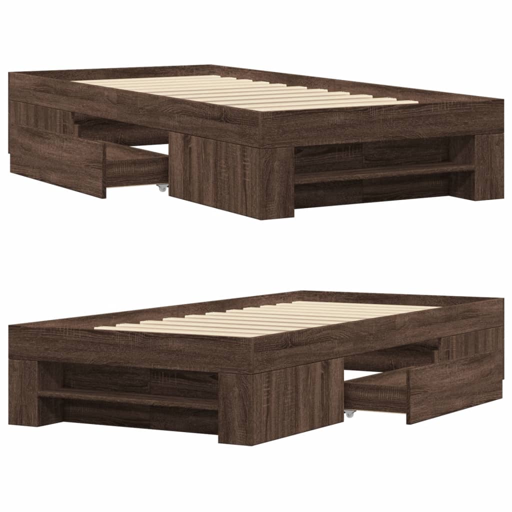 Bed Frame without Mattress Brown Oak 90x190 cm Single Engineered Wood
