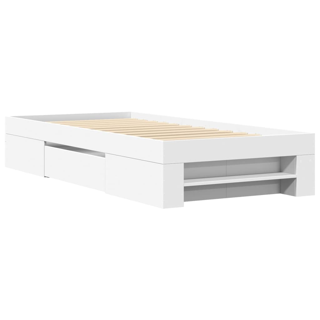 Bed Frame without Mattress White 75x190 cm Small Single Engineered Wood