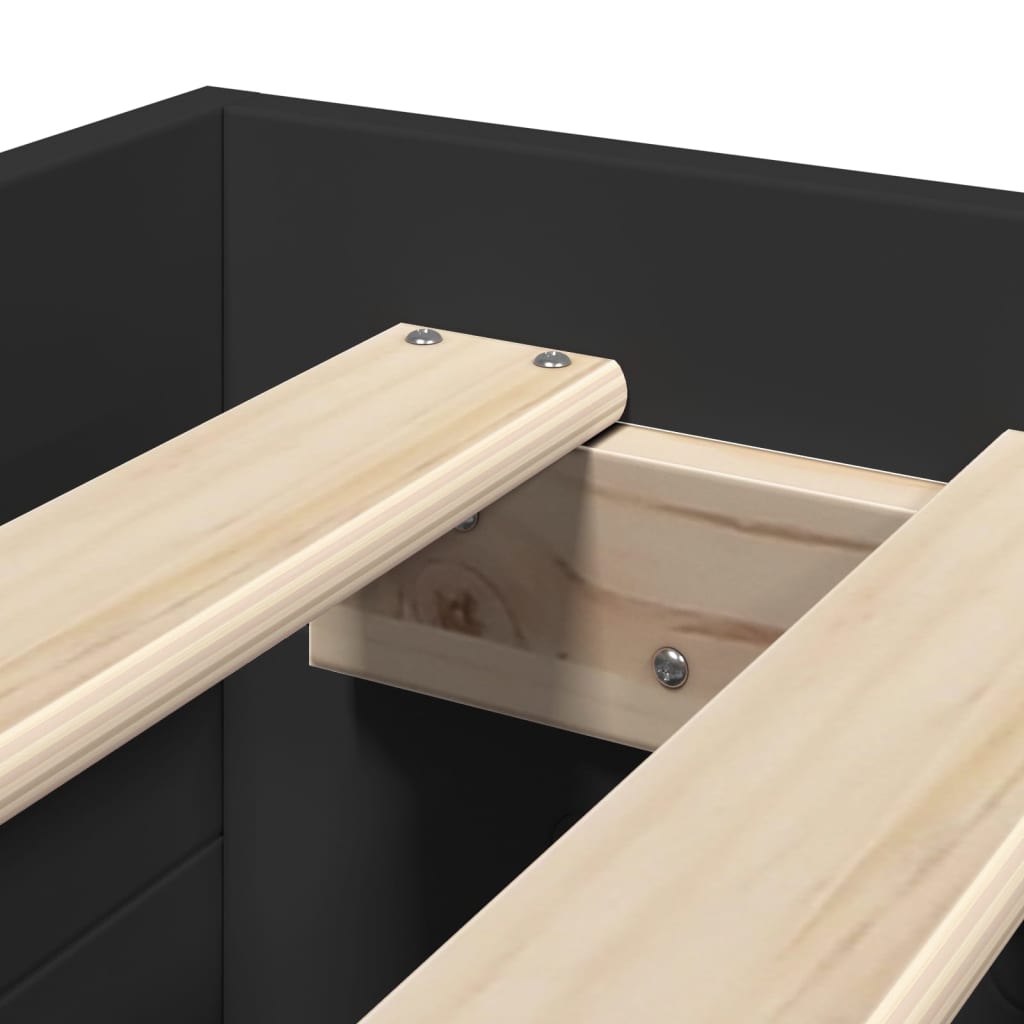 Bed Frame without Mattress Black 75x190 cm Small Single Engineered Wood