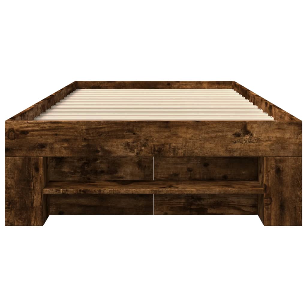 Bed Frame without Mattress Smoked Oak 75x190 cm Small Single Engineered Wood