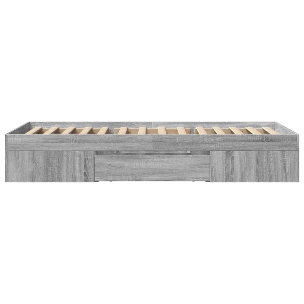 Bed Frame without Mattress Grey Sonoma 75x190 cm Small Single Engineered Wood