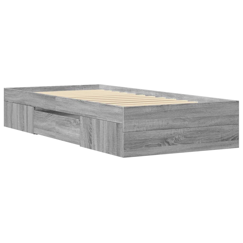 Bed Frame without Mattress Grey Sonoma 75x190 cm Small Single Engineered Wood