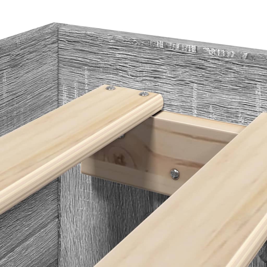 Bed Frame without Mattress Grey Sonoma 75x190 cm Small Single Engineered Wood