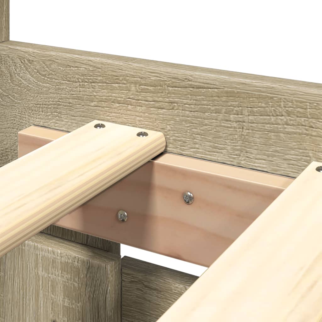 Bed Frame with Headboard without Mattress Sonoma Oak 200x200 cm