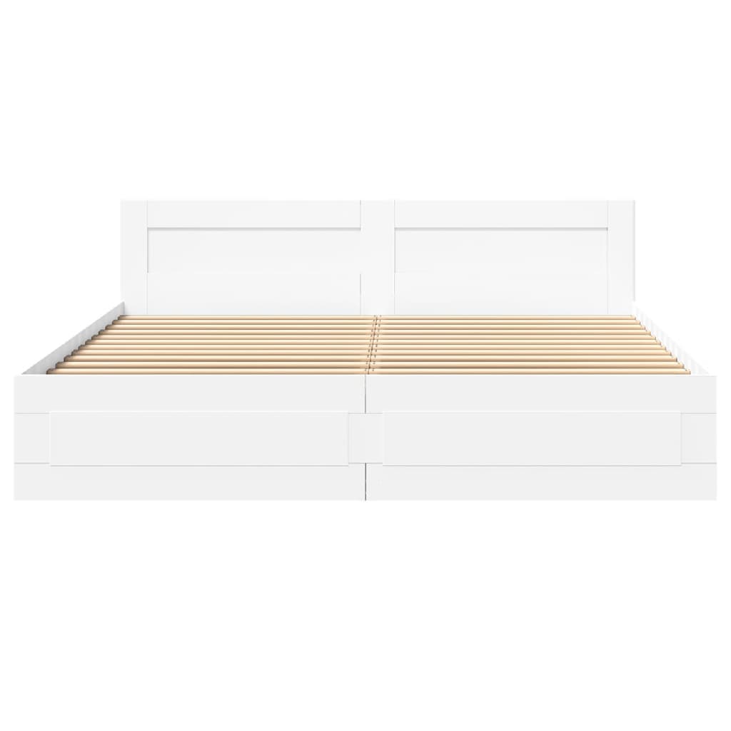 Bed Frame with Headboard without Mattress White 180x200 cm Super King