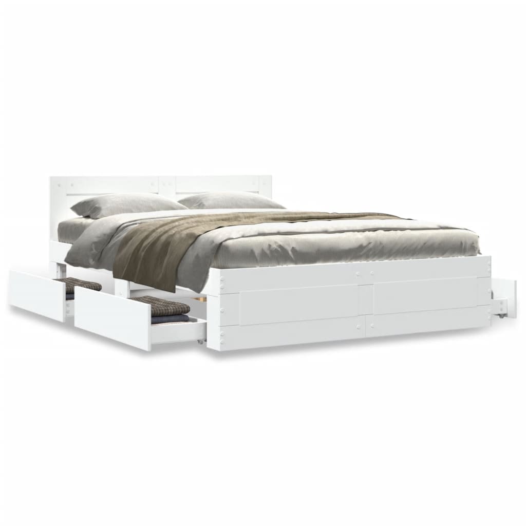 Bed Frame with Headboard without Mattress White 140x200 cm
