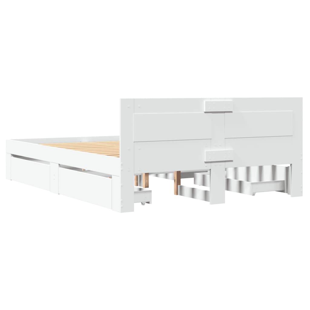 Bed Frame with Headboard without Mattress White 140x200 cm
