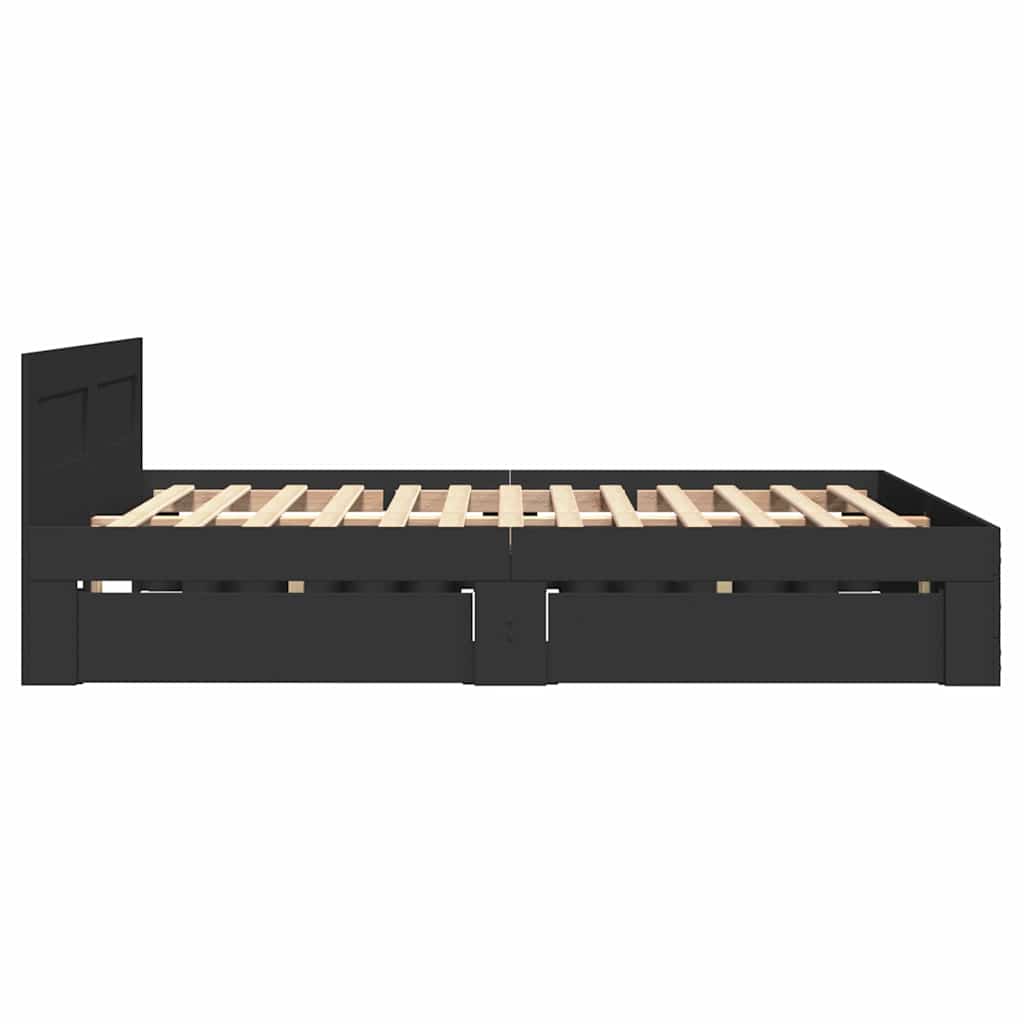 Bed Frame with Headboard without Mattress Black 140x200 cm