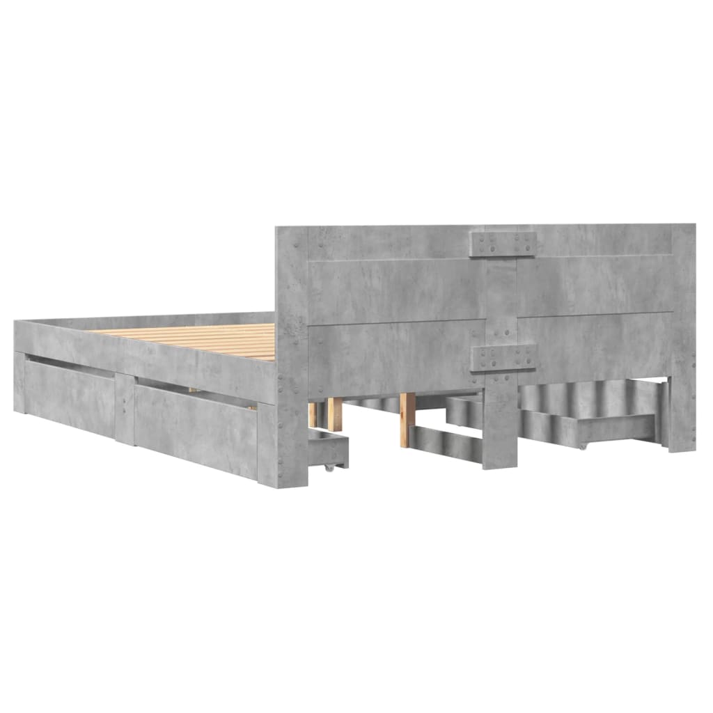 Bed Frame with Headboard without Mattress Concrete Grey 140x200 cm