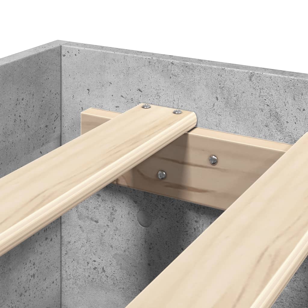 Bed Frame with Headboard without Mattress Concrete Grey 120x200 cm