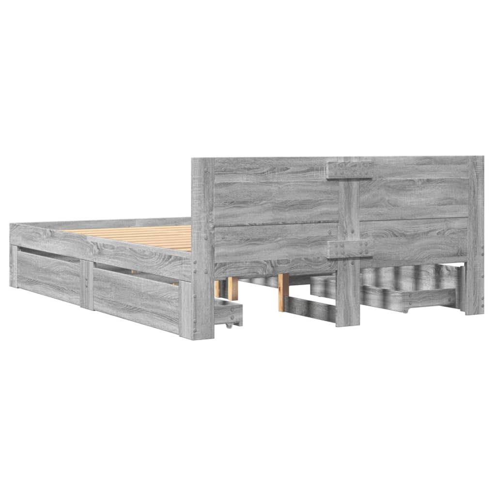 Bed Frame with Headboard without Mattress Grey Sonoma 120x200 cm