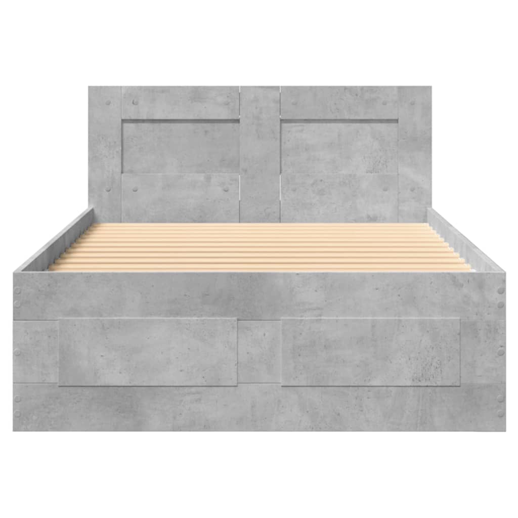 vidaXL Bed Frame with Headboard without Mattress Concrete Grey 90x200 cm